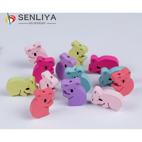 20Pcs/Lot Natural Wooden Cute Cartoon Animal Loose Wood Beads For Jewelry Making Children Necklace Bracelet DIY Wholesale