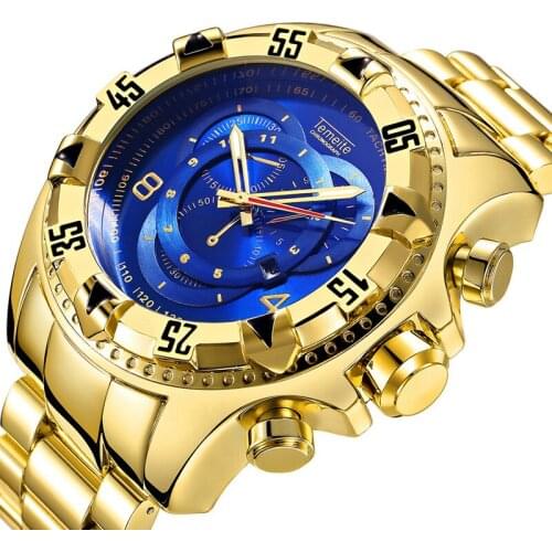 Quartz Wrist Watch For Men Gold Big Dial Casual Business Watches Men Clock Waterproof Mens Analog Watch Steel Relogio Masculino