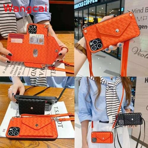For Samsung Galaxy A02S A22 A82 5G A41 A42 A32 A52 A72 A51 A71 5G 4G M51 A21S Wallet Card Case Woven Pattern Holder Stand Cover