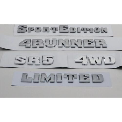 For Toyota 4Runner 2003-2009 Sport Edition 4WD Limited SR5 Emblem Car Body Stcker ABS Chrome Silver Logo Nameplate Badge Decal