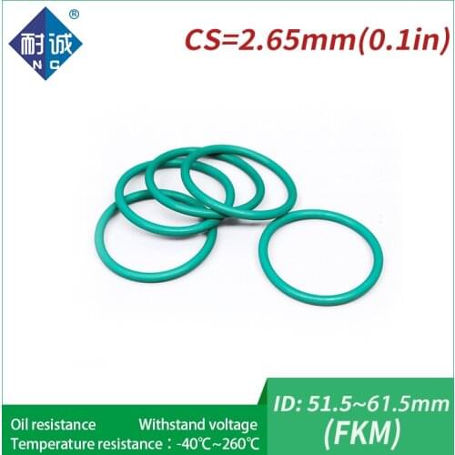 1PC/lot fluoro rubber Ring FKM Oring Seals Thickness 2.65mm ID51.5/53/54.5/56/58/60/61.5mm O ring Washer