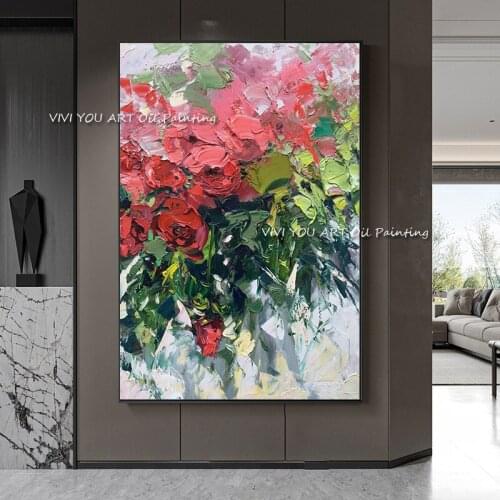 The Special Handmade Colorful Rose Flower Oil Painting On Canvas Wall Art Pictures For Home Living Room Decor Sunny Life Graph