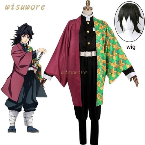Anime Demon Slayer Cosplay Costume Kimetsu No Yaiba Tomioka Giyuu Kamado Tanjirou Agatsuma Zenitsu Tomioka Giyuu Costume and Wig