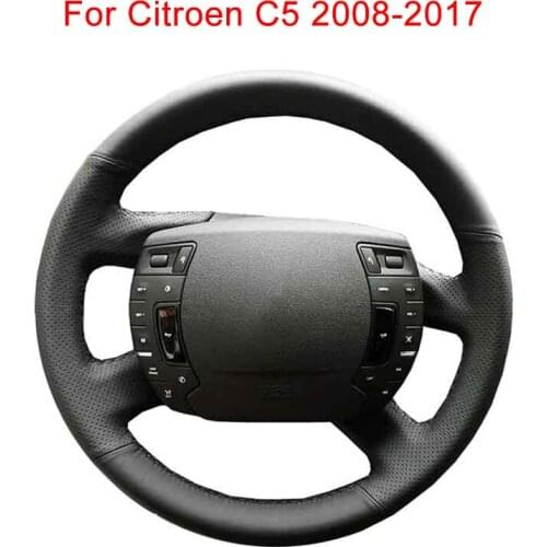 Customize Car Steering Wheel Cover For Citroen C5 2008-2017 Leather Braid For Steering Wheel