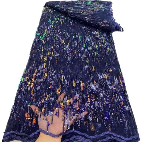 Nigerian Lace Fabrics High Quality Handmade Beaded Tulle Lace Material African Lace Fabric For Wedding Sewing RF-425