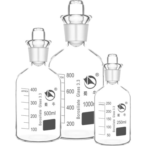 Laboratory Shuniu Dissolved Oxygen Bottle Glass Sewage Bottle with Water Seal Single Cover Double Cover Transparent 250ml-1000ml