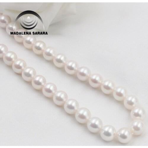 MADALENA SARARA 7.5mm-8mm /8.5mm-9.0mm AAA Freshwater Pearl Necklace Natural White Pearl Beaded Strand Necklace High Quality