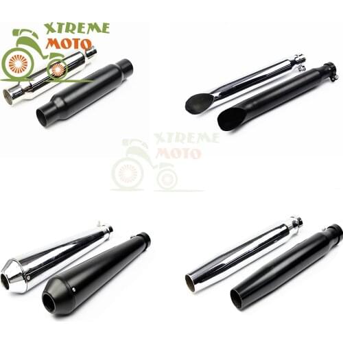 Motorcycle Retro Chrome Black Exhaust Pipe Silencer For Harley Davidson All Models