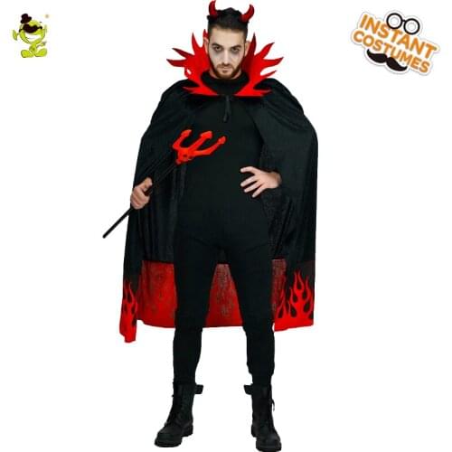 Mens Flames Devil Costume Role Play Angry Devil Clothes Halloween Party With Fire Cape Cosplay Devil Costumes for Purim Party