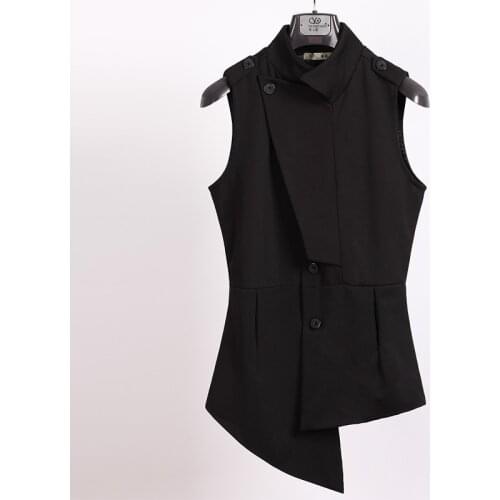 2020 male slim stand collar vest the trend of casual suit vest black personality outerwear The singers clothing M-6XL