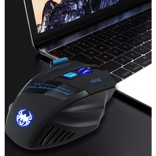 ZELOTES F-14 2.4GHz Wireless Optical Mouse USB Receiver 7 Buttons 4 Gears 600-2400DPI Adjustable Ergonomic Mice