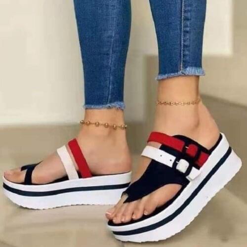 New Fashion Womens Platform Sandals Summer Beach Casual Ladies Flip Flops Shoes Belt Buckle Female Wedges Heels Sandals WSH4068