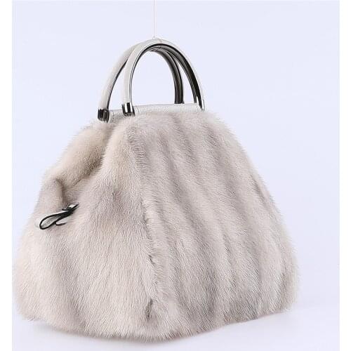 New Arrival Tote Women Handbag New Fashion Plush Bag Real Mink Fur Bag