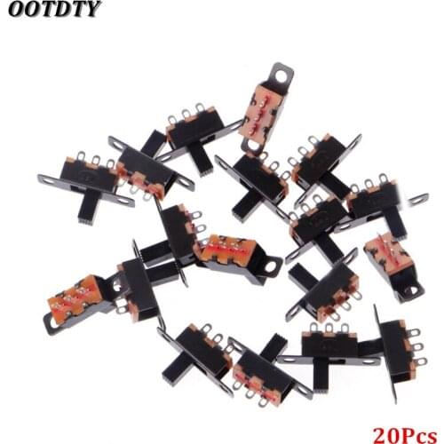 OOTDTY 20 Pcs DC 50V 0.5A 3 Solder Lug Pin 2 Position SPDT 1P2T Mini Panel Slide Switch