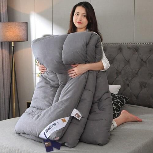 Autumn Winter Thicken Warm Quilt Blanket Double King Queen Bed Cover Bedding Soft Quilted Printed Comforter Home Hotel Comforter