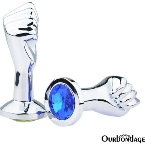 Ourbondage Fist Shape and 12 Color Crystal Bottom Alloy Anal Dilator For Woman Men Gay Butt Plug Sex Toys