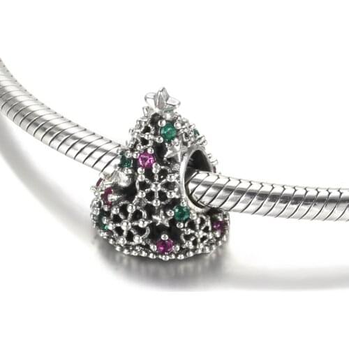 Authentic S925 Silver Charm Christmas Bead for Women Bracelet Bangle DIY Jewelry Girl Gift