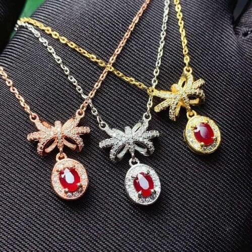 Natural And Real Ruby necklace pendant S925 sterling silver Natural real ruby Pendant