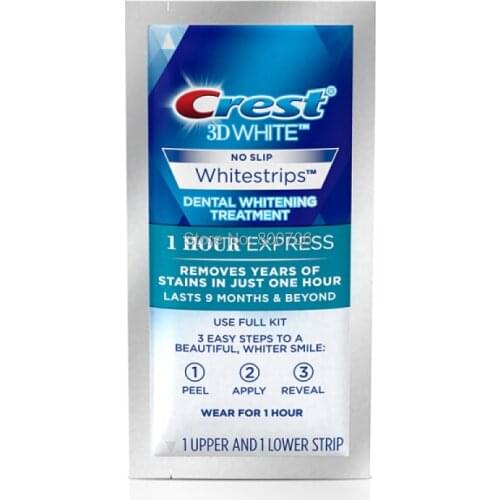 Crest 3D Whitening White 1 Hour Express Whitestrips Teeth Whitening Strips 3 Treatments No Box