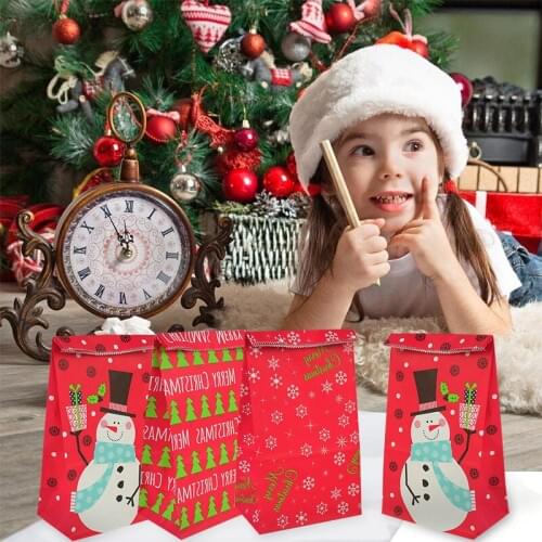Lovely Cartoon Santa Claus Snowman Christmas Candy Packing Bag Cookie Fudge Plastic Bags Xmas New Year Kids Gift Decor Navidad