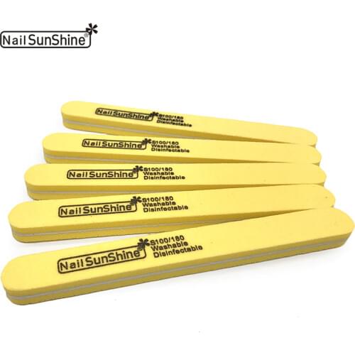 10pcs/lot Professional Nail File Buffer Slim Thick Polish Yellow Nagelvijl 100/180 Nail Makeup Tools Sponge Soft Lime a Ongle