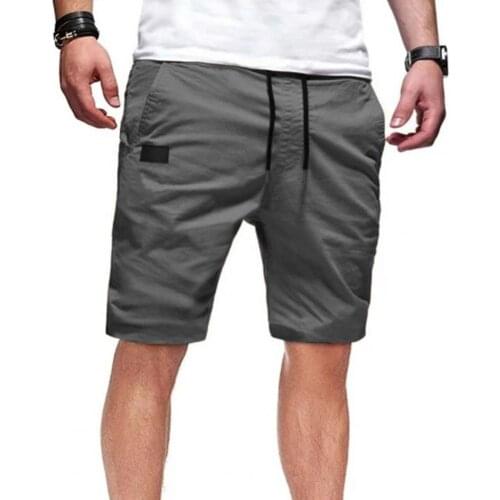 Slim Men Solid Color Cargo Shorts Knee Length Straight Wide Leg Multi Pockets Army Camouflage Tactical Short Summer Streetwear