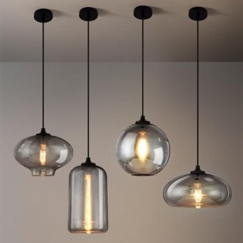 Nordic Industrial Pendant Lights Vintage Glass Hanglamp For Dining Room Bedroom Decor Luminaire E27 Suspension Kitchen Fixtures