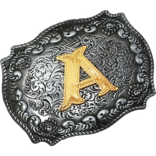 Special boy friend belt buckle gift Golden Initial Letters A B C D E F G Cowboy Waist Belt Buckle Indian Metal Buckle