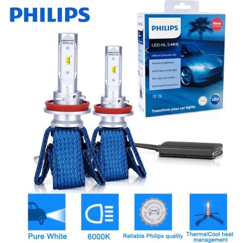 Philips Ultinon Essential LED H4 H7 H8 H11 H16 9005 9006 9012 HB3 HB4 H1R2 LED Car 6000K White Headlight Auto Bulbs Fog Lamps 2X