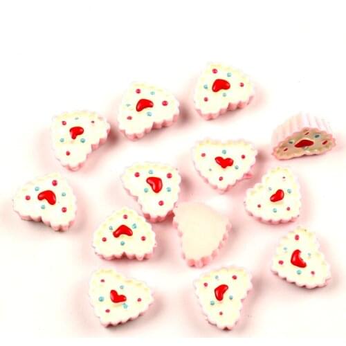 20Pcs Heart Cakes Resin Decoration Crafts Beads Frame Flatback Cabochon Scrapbook DIY Embellishments Accessories