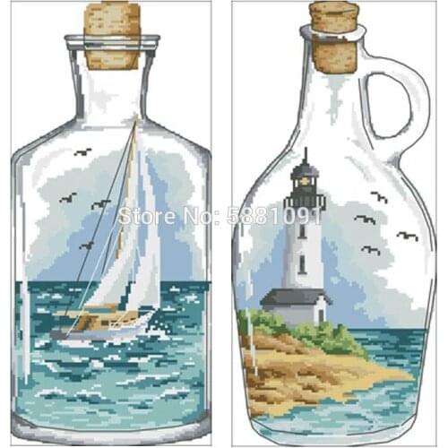 Sailing in the bottle patterns Counted Cross Stitch 11CT 14CT 18CT DIY Cross Stitch Kits Embroidery Needlework Sets home decor