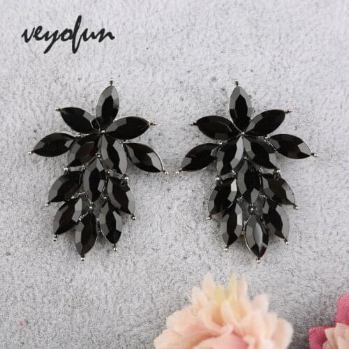 Veyofun Geometric Crystal Stud Earrings for Women Flower Fashion Jewelry 2020 New Wholesale Brinco