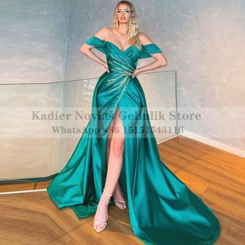 Womens Long Mermaid Green Evening Dresses 2021 with Top Skirt Arabic Elegant Prom Dress Vestido De Fiesta