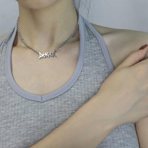 Custom Gothic Thorn Letter Old English Nameplate Necklace for Women Chain Choker Necklaces Men Boho Pretty Jewelry Gift