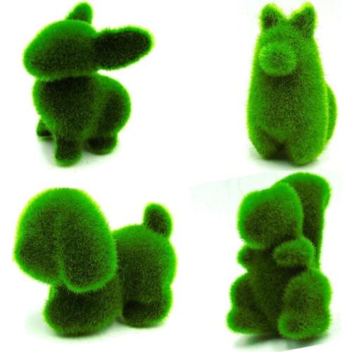 1Piece Rustic Artificial Fresh Moss Balls Decorative Green Plant Home Party Decoration Simulation Pot Dog Pattern