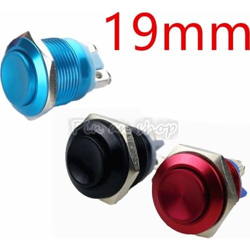 1PCS 19mm metal button switch access switch high head round start self reset switch
