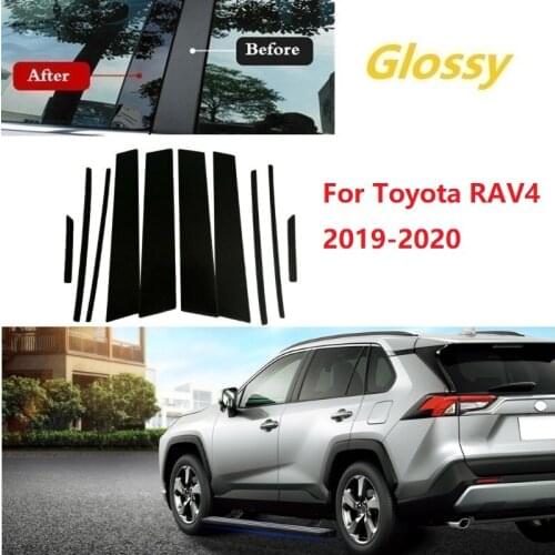 New 10PCS Window Trim Cover BC Column Sticker Fit For Toyota RAV4 2019-2020 Polished Pillar Posts Chromium Styling