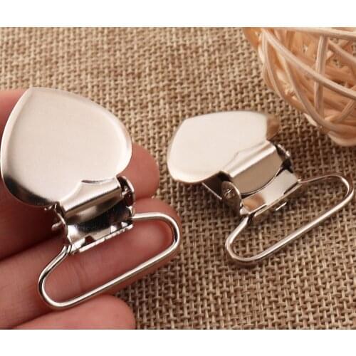 10 Pcs Silver Heart Suspender Clips,1" Rectangle Pacifier Clip,Pacifier Holders,Metal Suspenders Clips,DIY Pacifier Clip