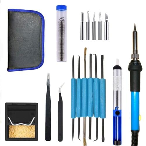 19pcs 60W Electric Soldering Iron Kit Adjustable Temperature Hand Welding Tool Repair Tool