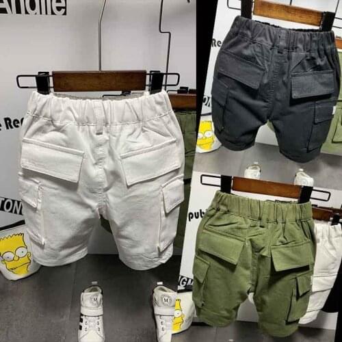 2021 Boys Pocket Shorts Baby Boy Knee Length Pants 2-7 Years Kids Summer Casual Cotton Childrens Sport Short Pants