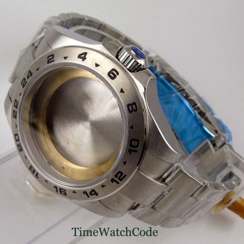 43mm Watch Case Parts fit Miyota8215 Mingzhu2813 3804 Automatic Movement With Oyster Bracelet Date Window Sapphire Glass