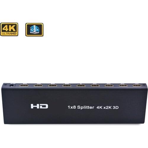 4K*2k 1x8 HD Splitter Audio Amplifier Repeater 3D 1080p 1 In to 8 Out 1x8 HD Splitter Converter For HDTV