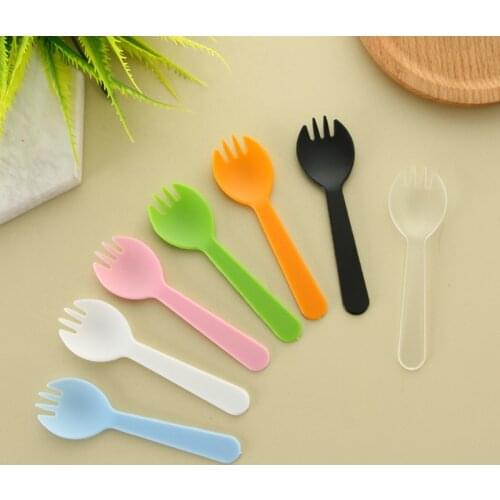 50pcs/set Disposable Plastic Spoons Forks for Cake Ice Cream Salad Fruit Dessert Soup Tea Coffee Party Cake Baking Shop Supplies