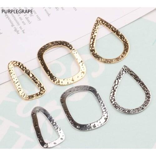 PURPLEGRAPE Pure copper plated 18k gold color color DIY jewelry earrings jewelry pendant shaped porous minimalist 6 pieces