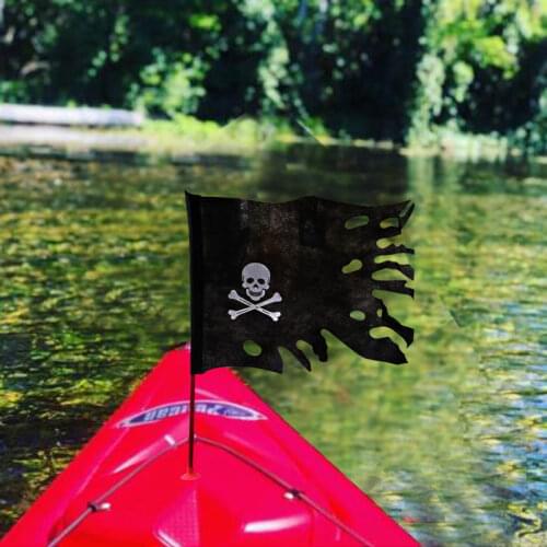 Safety Pirate Flag Vintage Black Fabric with Suction Cup for Marine Boat Canoe Kayak Pirate Party bar Interior Garden Decoration