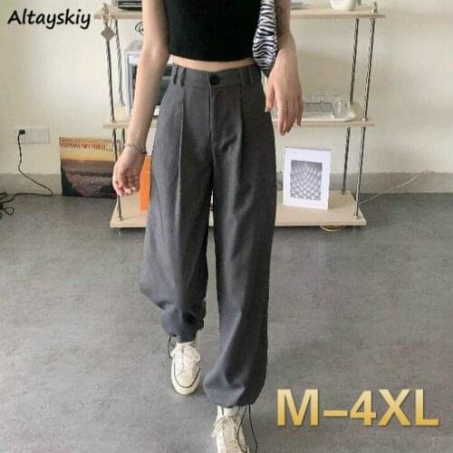 Cargo Pants Women Teens Ins All-match Pure Soft Simple Baggy Joggers Leisure Large Size 4XL Spring Classy Popular Lady Trousers