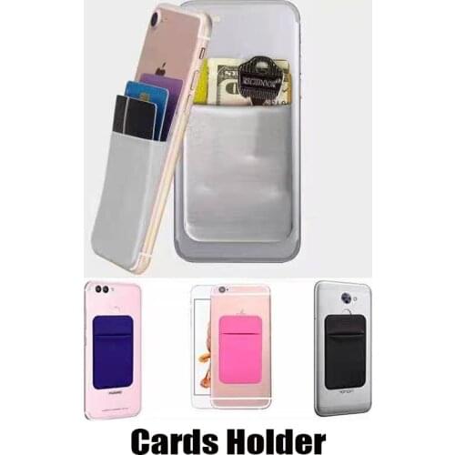 Flexible Phone Back Cover Card Holder Case Stretch ID Credit Card Bag Sticker Cardholder Slim Pocket for iPhone 12 X Samsung S10