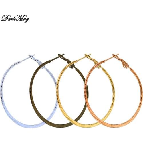 DarkMag Silver Gold Black Color Creole Circle Hoop Earrings For Women Christmas Earring Stainless Steel Jewelry