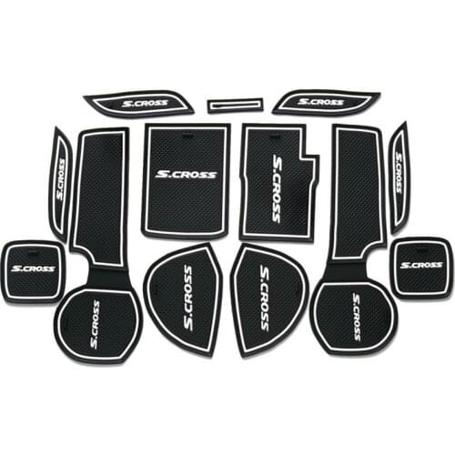For Suzuki S-Cross SX4 Accessory 2021 2020 2019-2014 Car Gate Slot Pad Cup Holder Mat Anti Slip Door Groove Mat Interior Styling