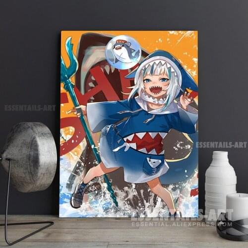 Gawr Gura Hololive Canvas Wall Art Painting Decor Pictures Bedroom Study studio print Living kid Room Home Decoration Prints